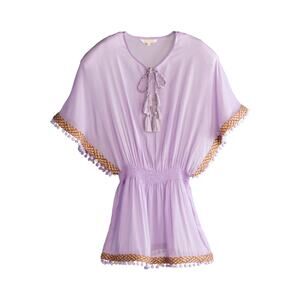 Dede Lightweight Tassel Fringe Swimsuit Cover Up Lilac Purple